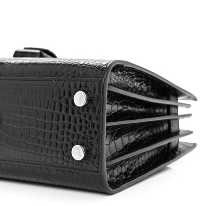 Saint Laurent Calfskin Crocodile Embossed Nano Sac De Jour Black 10 of 11