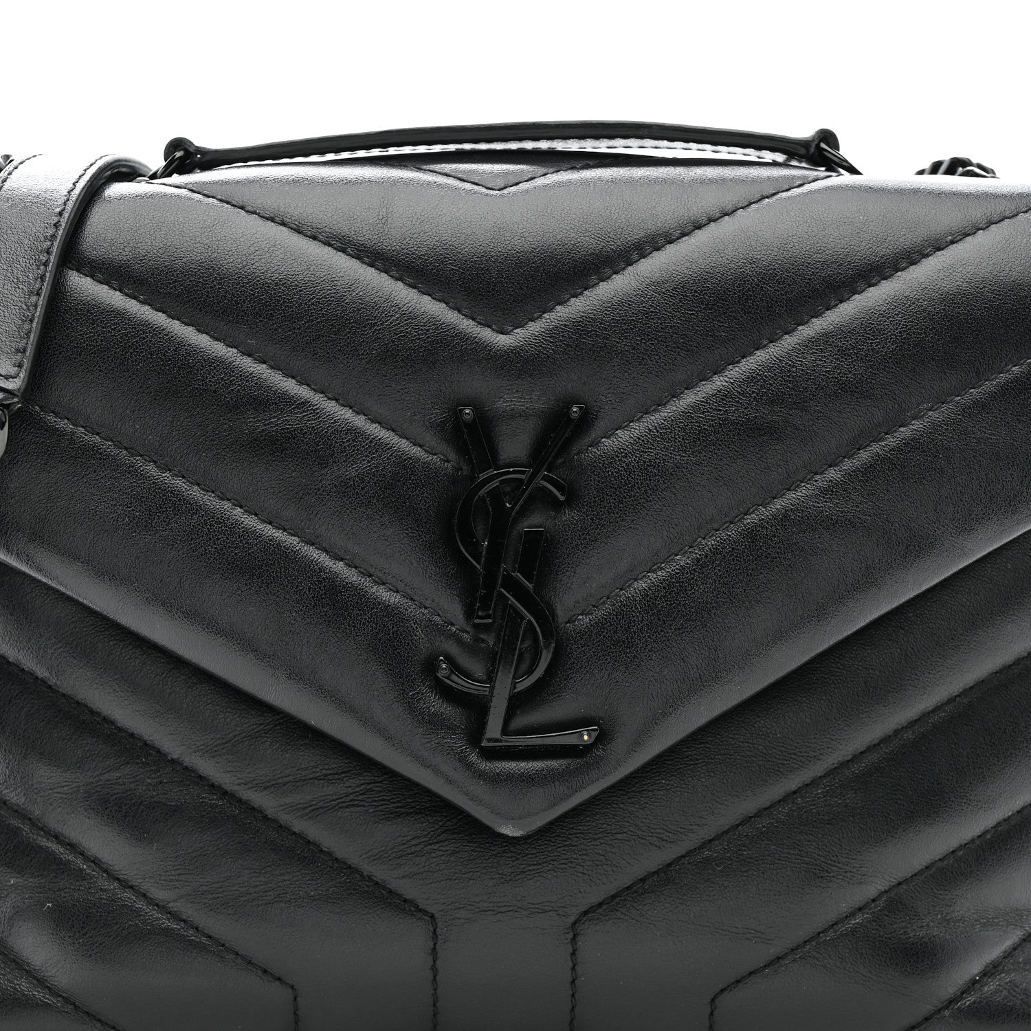 Saint Laurent Calfskin Y Quilted Monogram Monochrome Small Loulou Chain Satchel Black 10 of 15