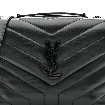 Saint Laurent Calfskin Y Quilted Monogram Monochrome Small Loulou Chain Satchel Black 10 of 15