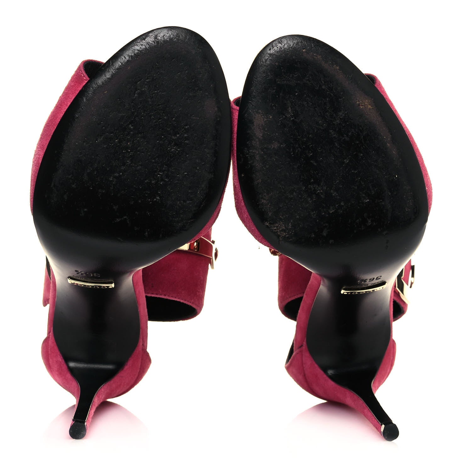 Gucci Suede Rooney Ankle Strap Sandals 36.5 Pink 5 of 9