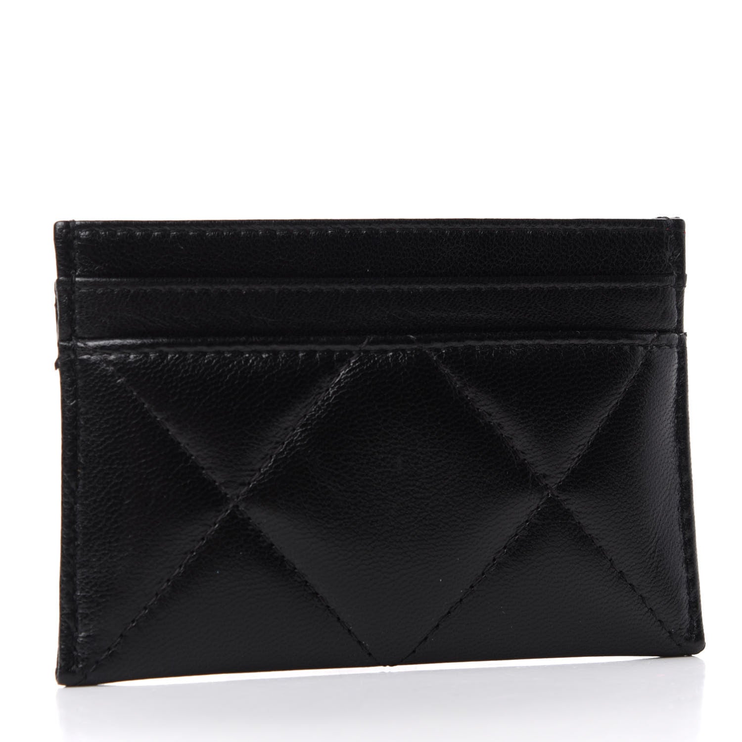 Chanel Shiny Goatskin Quilted Chanel 19 Card Holder Black 3 of 8