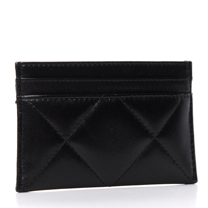 Chanel Shiny Goatskin Quilted Chanel 19 Card Holder Black 3 of 8