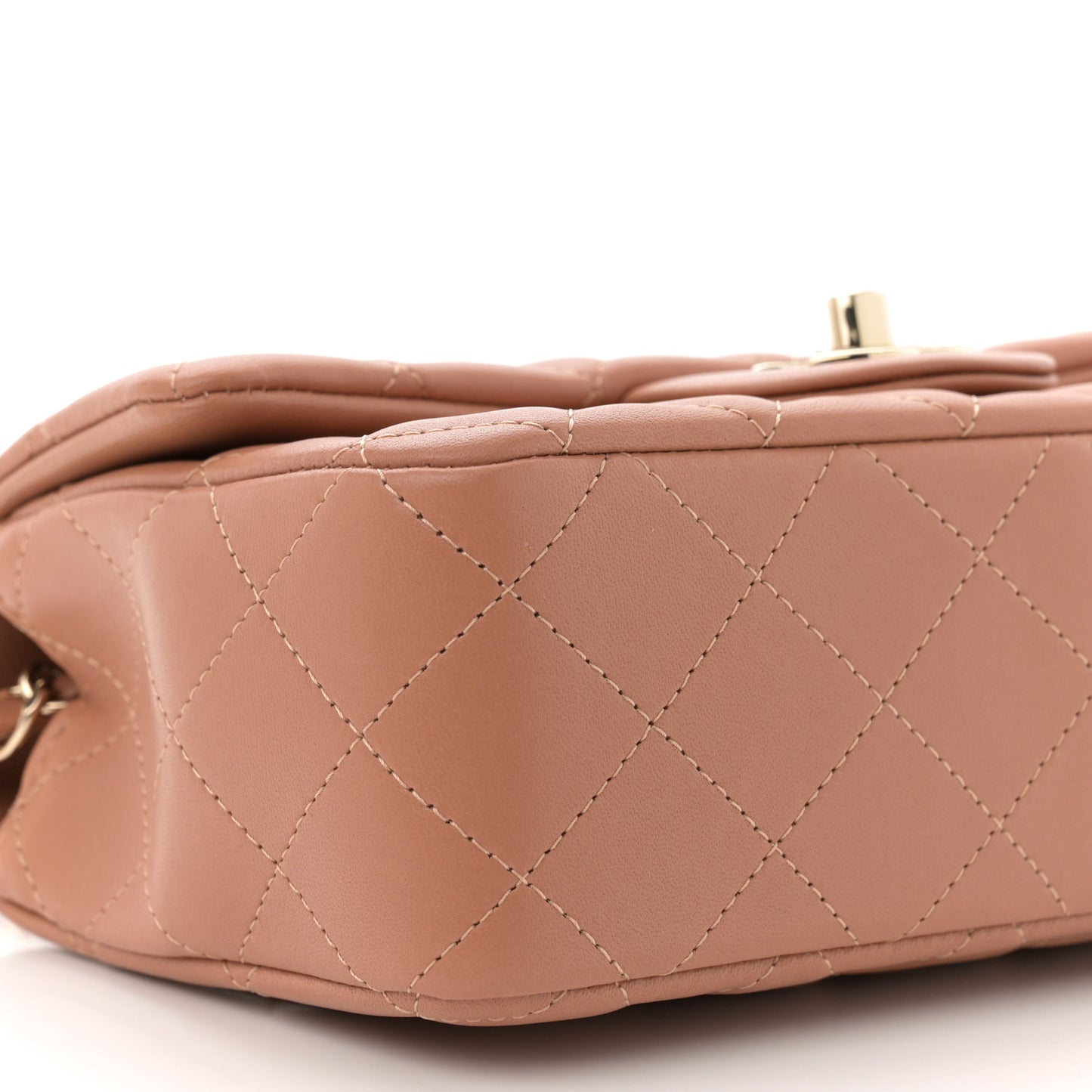 Lambskin Quilted Mini Rectangular Flap Brown