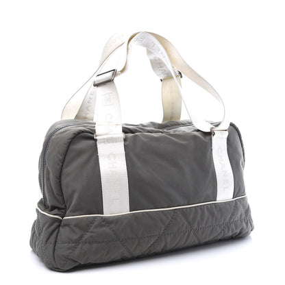 Chanel Nylon Sport Logo Duffel Grey White 2 of 11