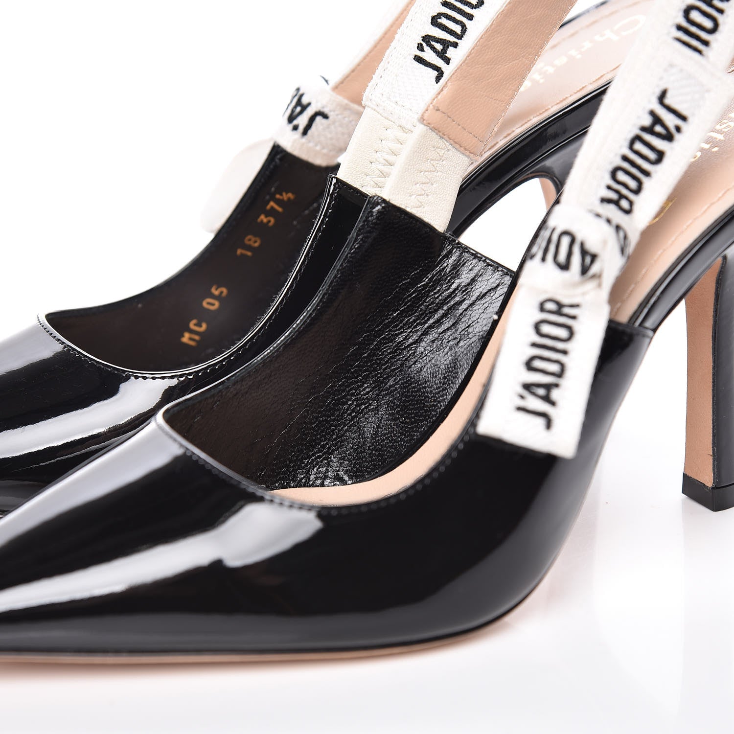 Christian Dior Patent Ribbon J'Adior Slingback 100mm Pumps 37.5 Black 11 of 12