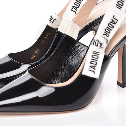 Christian Dior Patent Ribbon J'Adior Slingback 100mm Pumps 37.5 Black 11 of 12