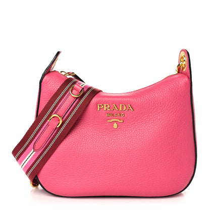Prada Vitello Phenix Small Zippered Messenger Hobo Peonia 1 of 8