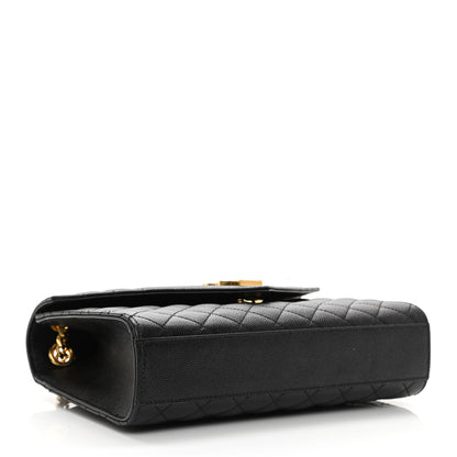 Saint Laurent Grain De Poudre Textured Mixed Matelasse Triquilt Medium Monogram Satchel Black 4 of 11