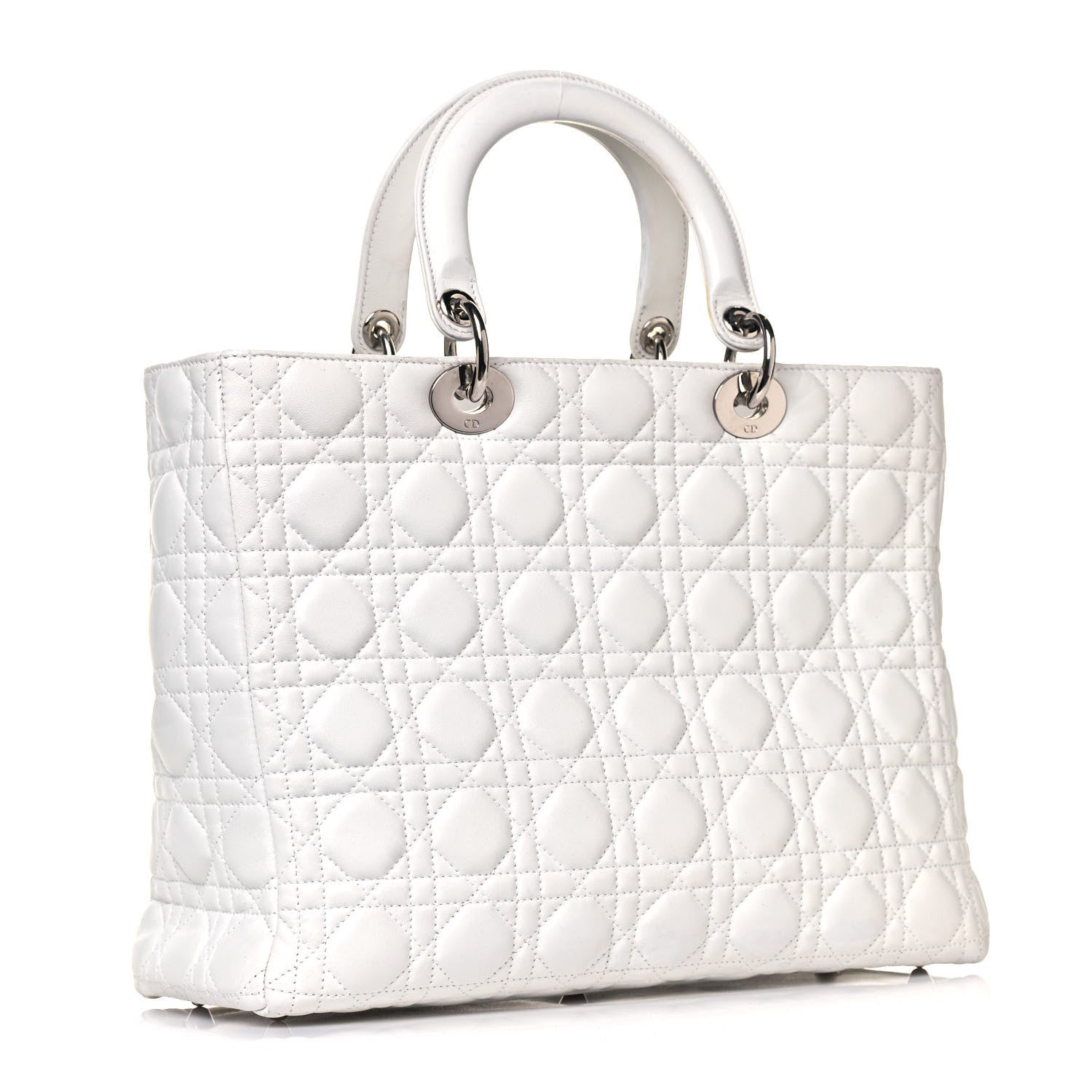 Christian Dior Lambskin Cannage Large Lady Dior White 2 of 13