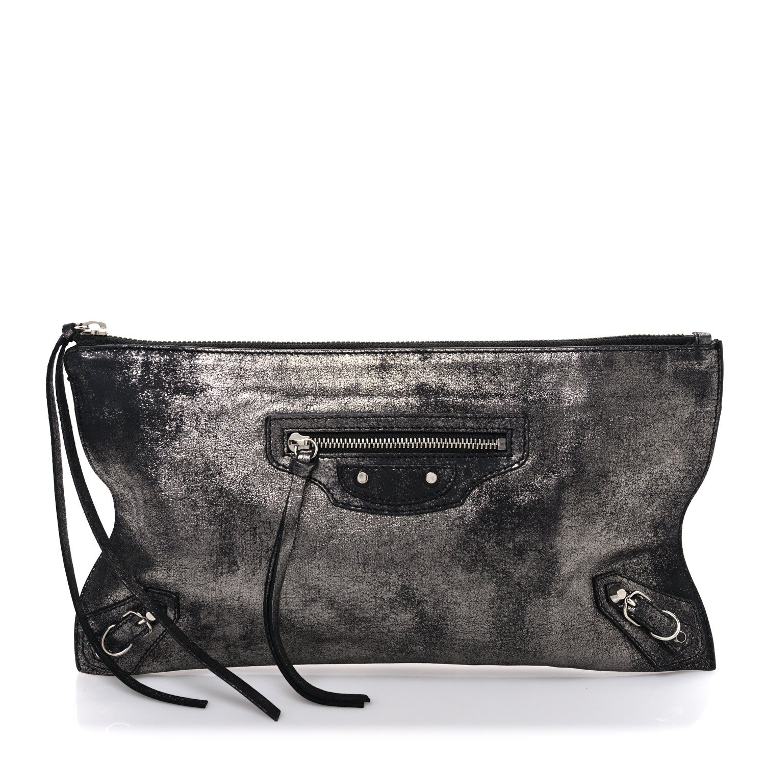 Balenciaga Metallic Calfskin Milky Way Papier Clutch Black 1 of 7
