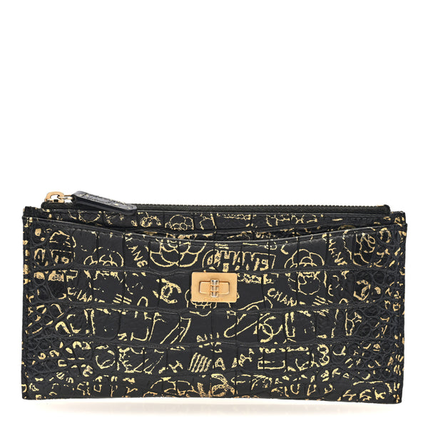 Chanel Calfskin Crocodile Embossed Graffiti 2.55 Cocodile Reissue