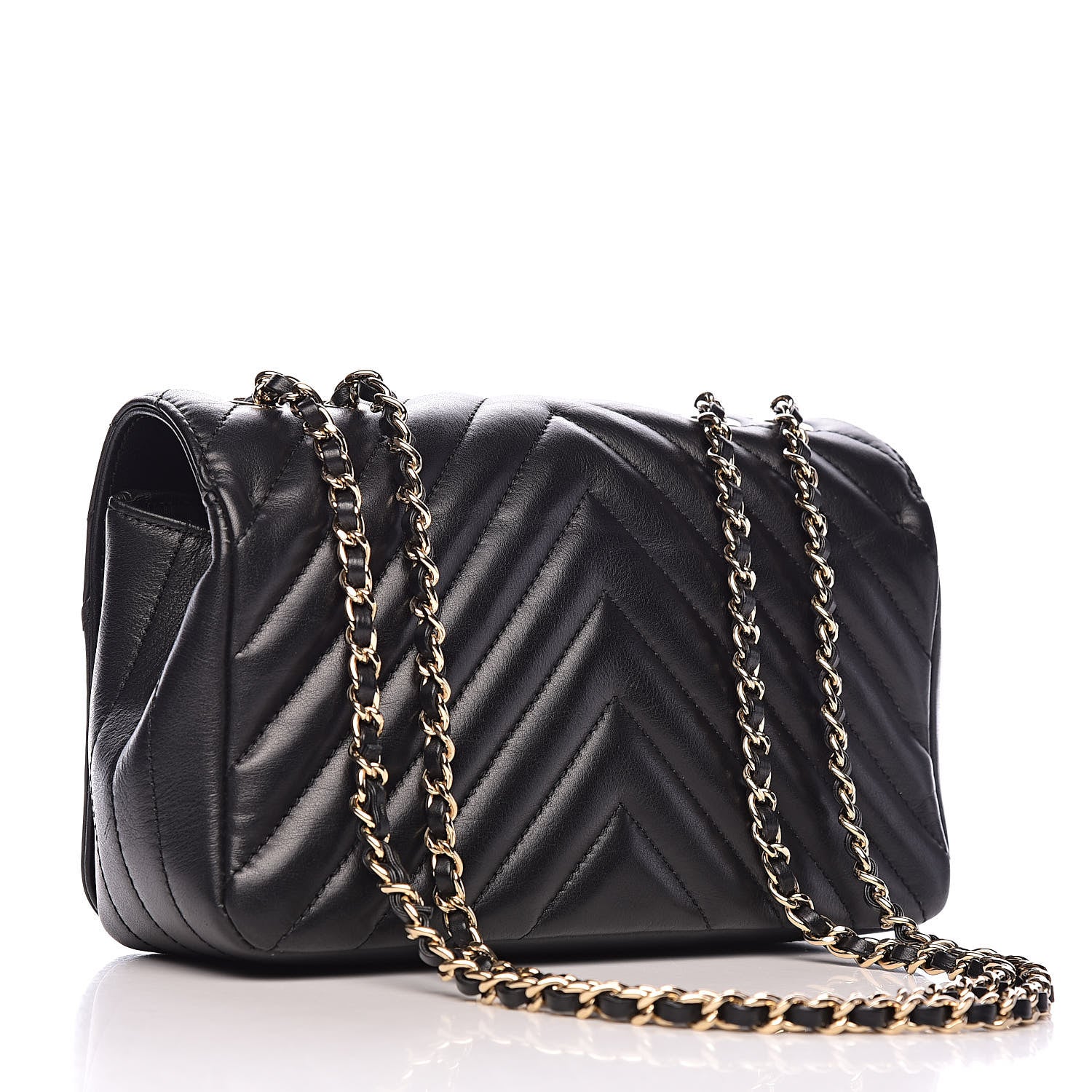 Chanel Calfskin Chevron Quilted Mini Statement Flap Black 3 of 14