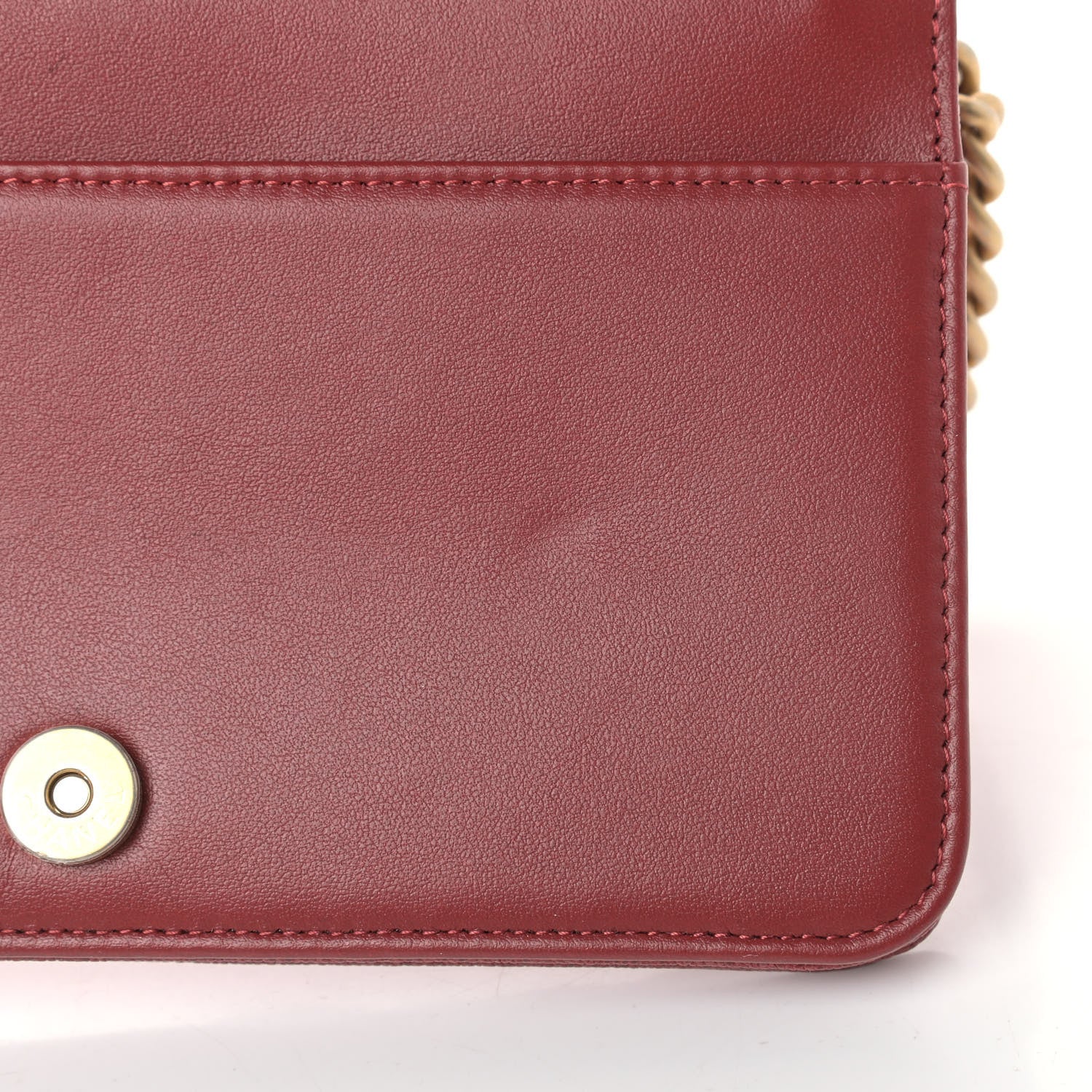 Chanel Caviar Quilted Boy Wallet On Chain WOC Red 10 of 10