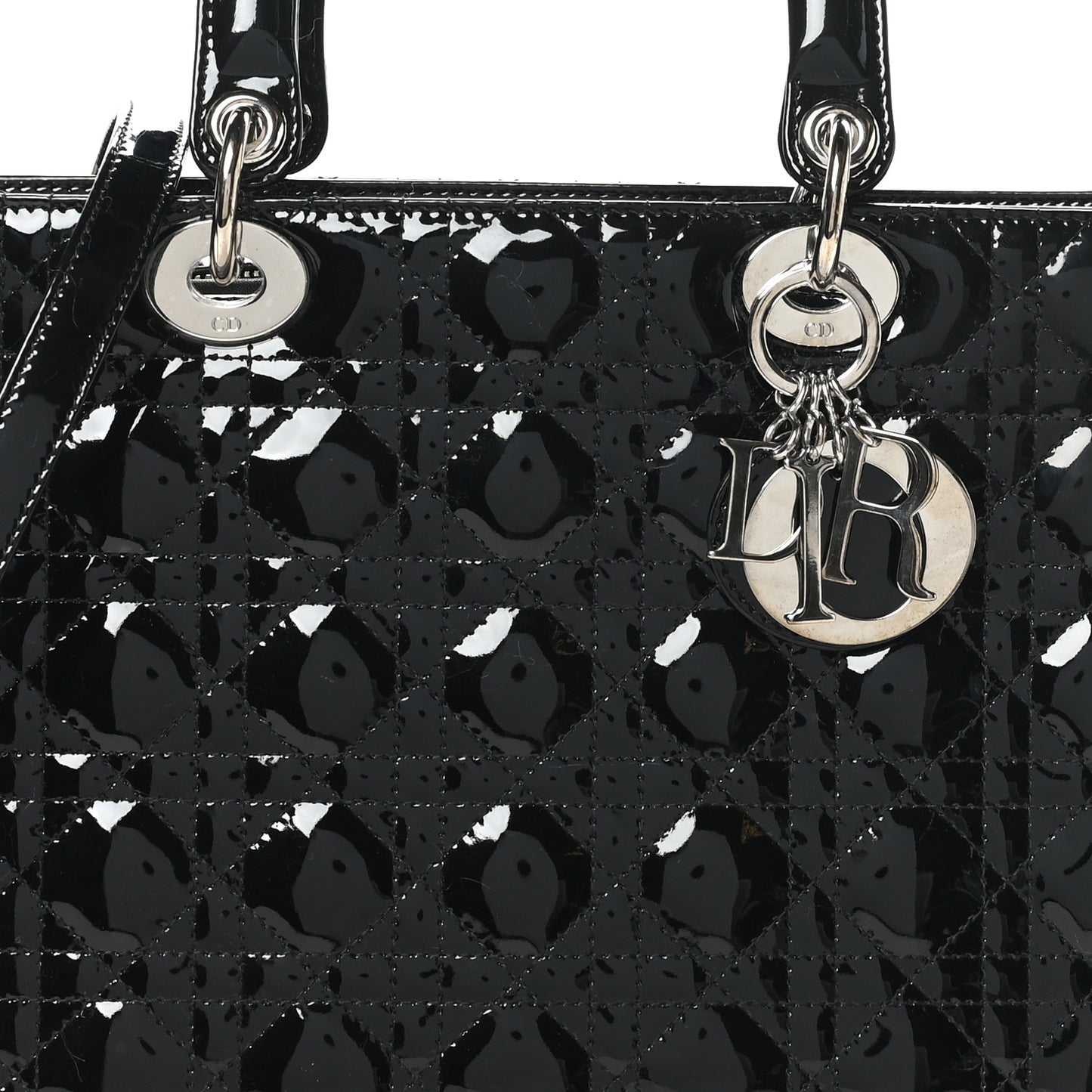 Patent Cannage Large Lady Dior Black