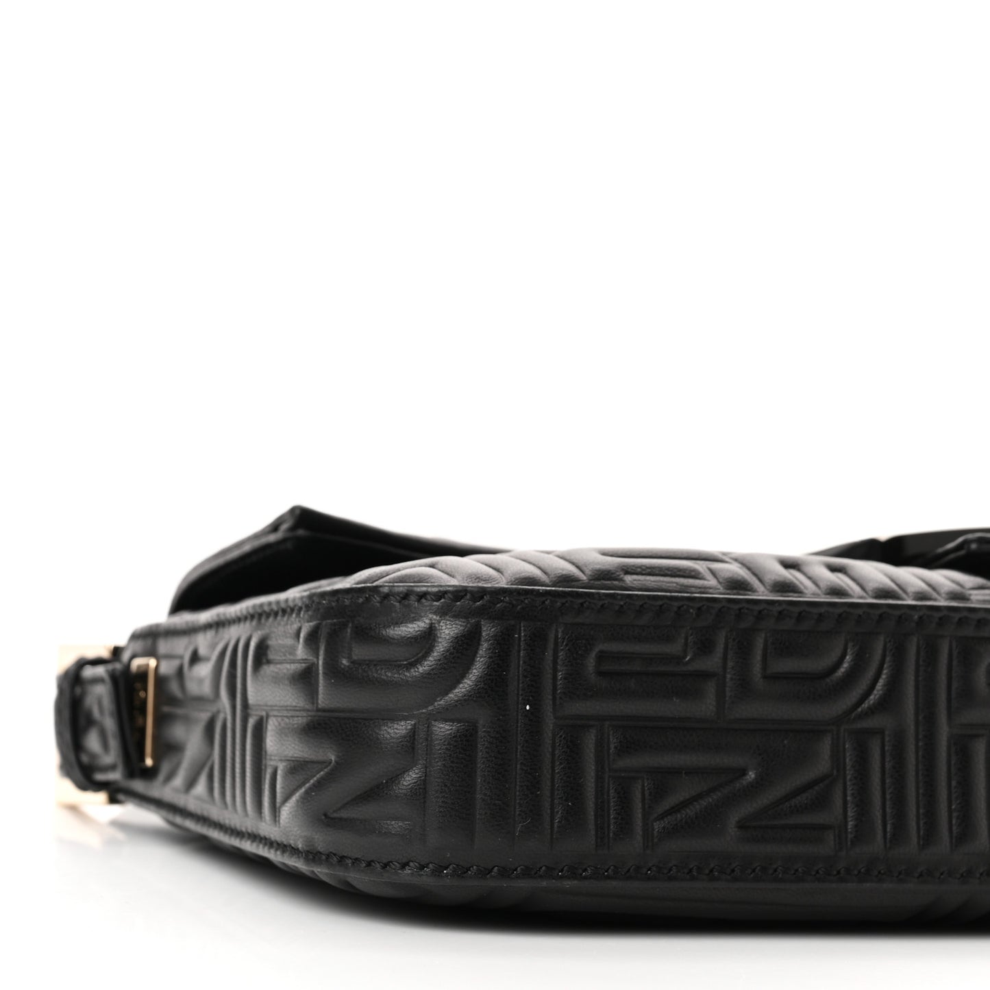 Nappa Logo Embossed Baguette Black