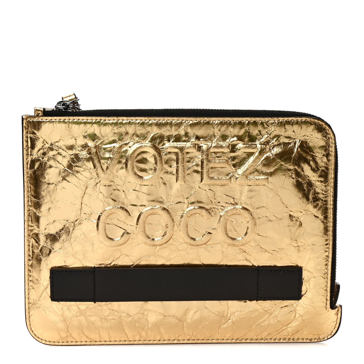 Metallic Lambskin Small Feminine Pouch Clutch Gold