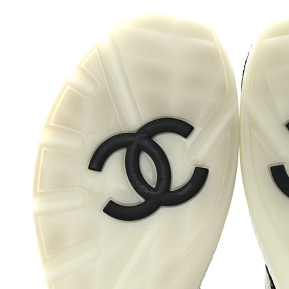 Chanel Nylon Suede Calfskin Printed Sneakers 42 White Black 6 of 8