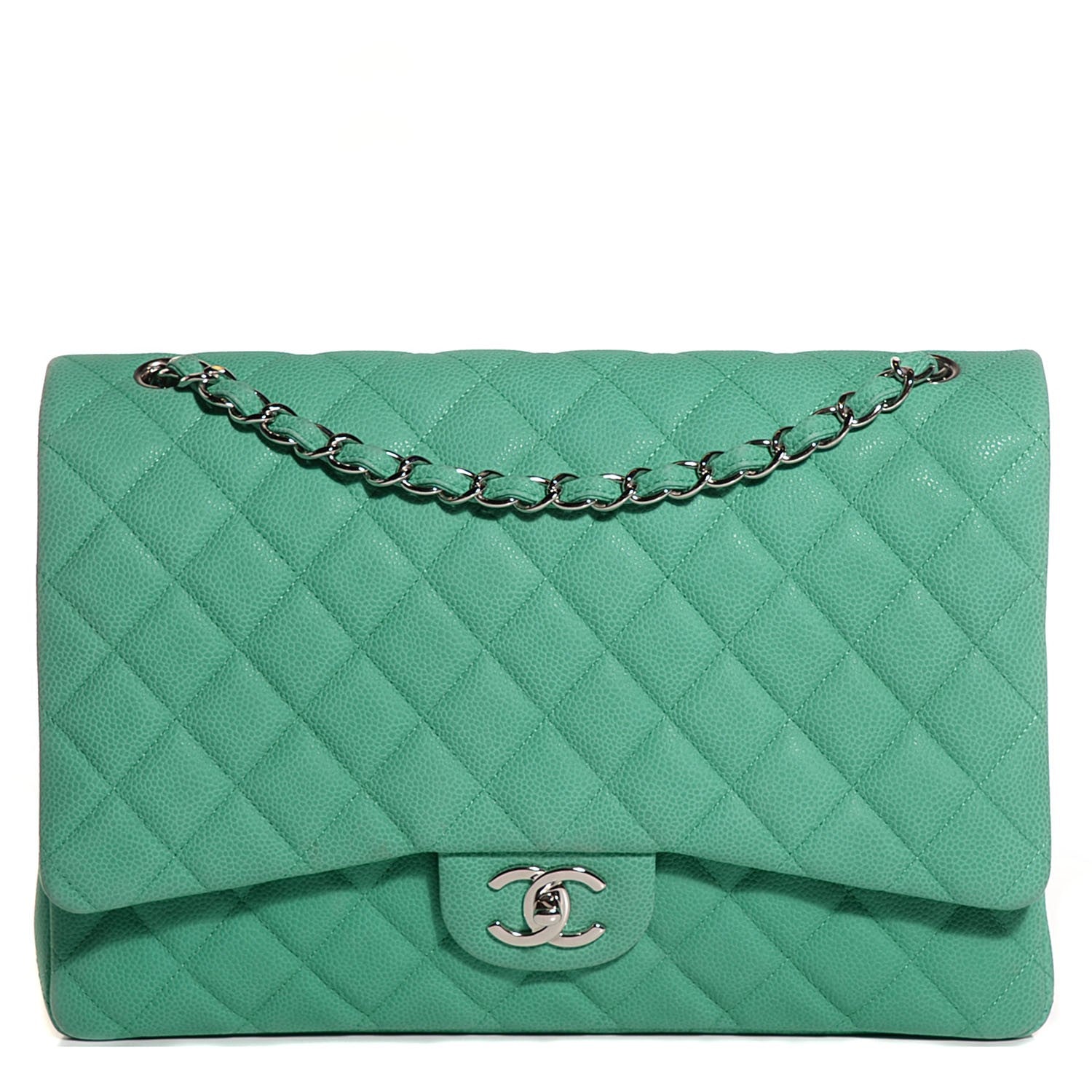 Chanel Iridescent Caviar Maxi Double Flap Green 1 of 9