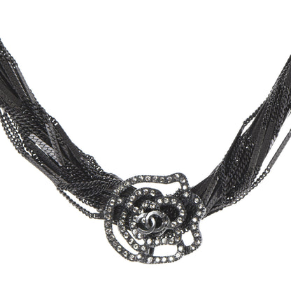 Chanel Ruthenium Crystal CC Camellia Multi Strand Necklace Dark Grey 1 of 5