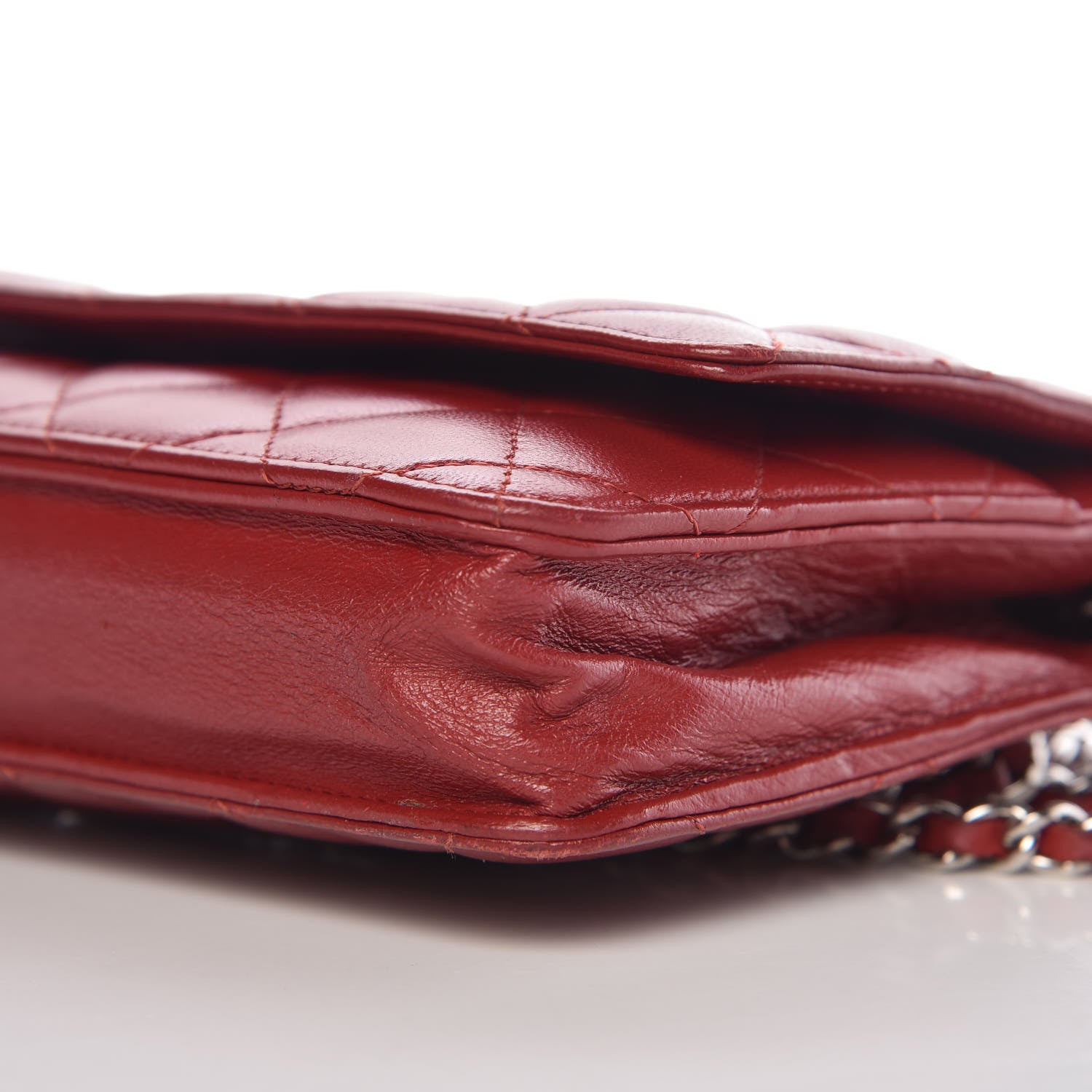 Chanel Lambskin Quilted Wallet On Chain WOC Red 11 of 12