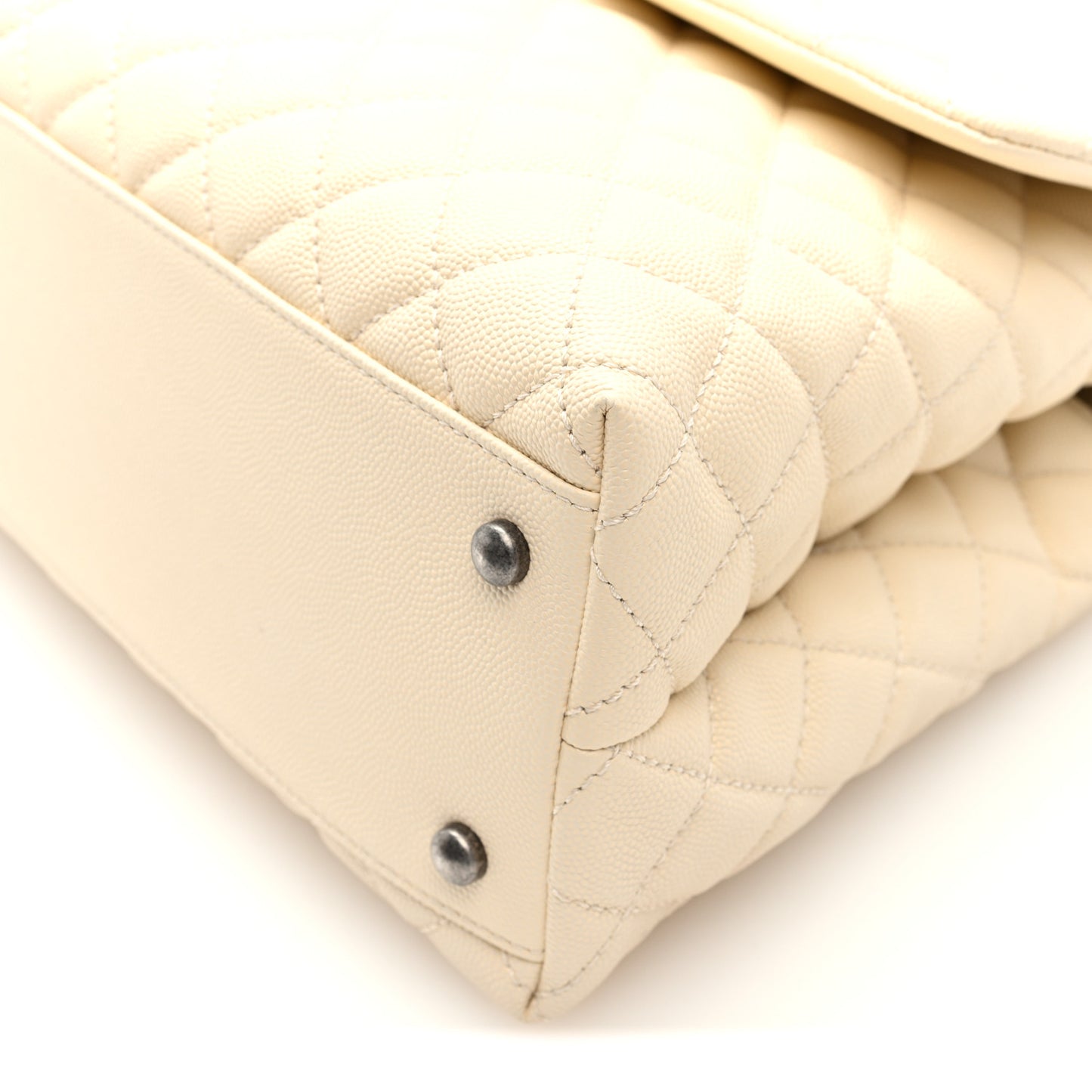 Caviar Lizard Quilted Medium Coco Handle Flap White
