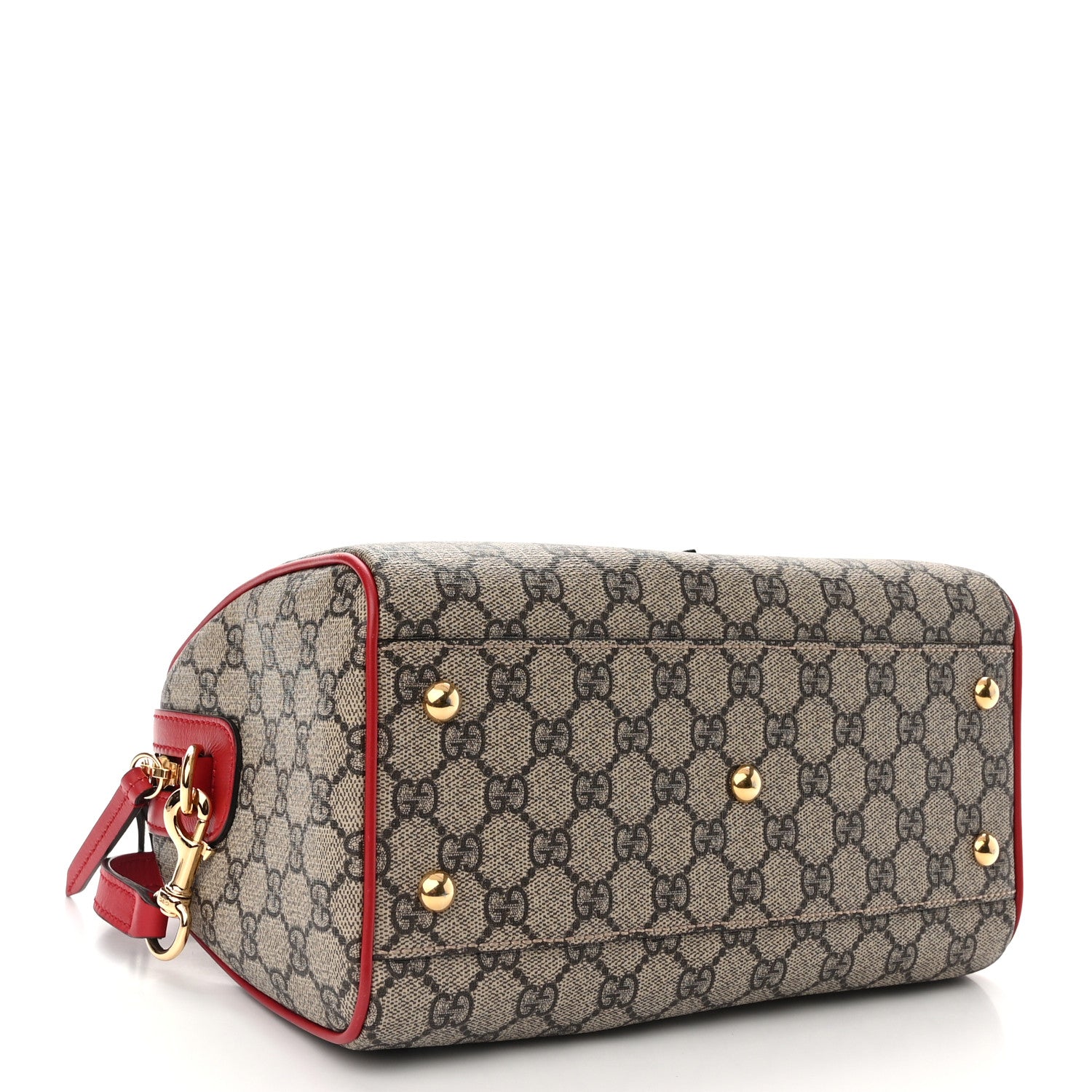Gucci GG Supreme Monogram Kingsnake Heart Embroidered Small Boston Red 4 of 13