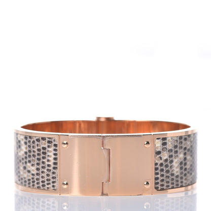 Hermes Lizard Charniere Cuir Wide Hinged Bracelet M Ombre 3 of 5