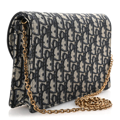Christian Dior Oblique Saddle Chain Pouch Blue 3 of 9