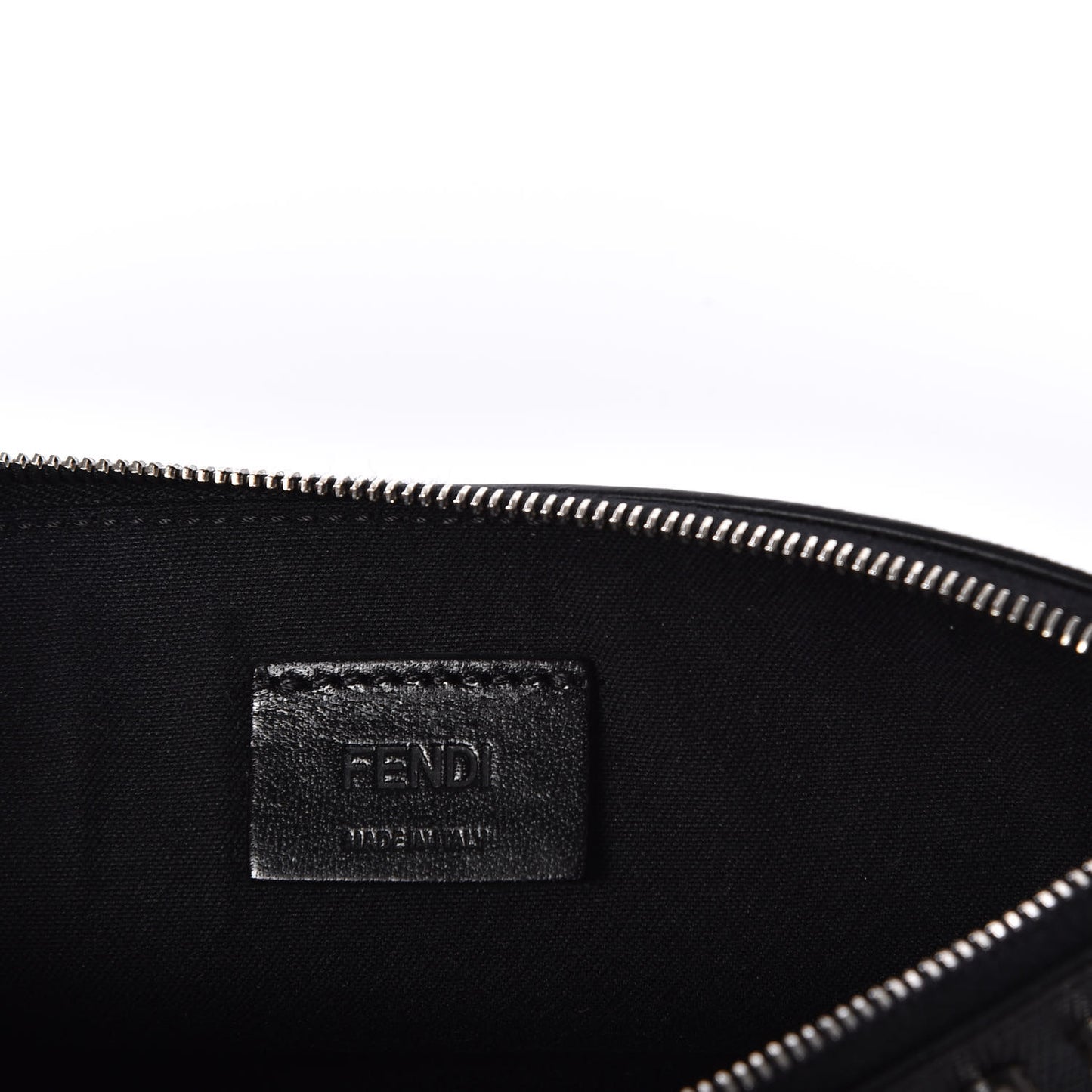 Vitello Elite Mink Fur Studded Karlito Zip Pouch Black