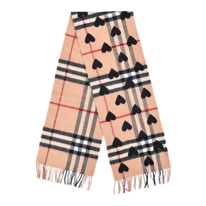 Burberry Cashmere Giant Heart Fringe Scarf Camel 3 of 5