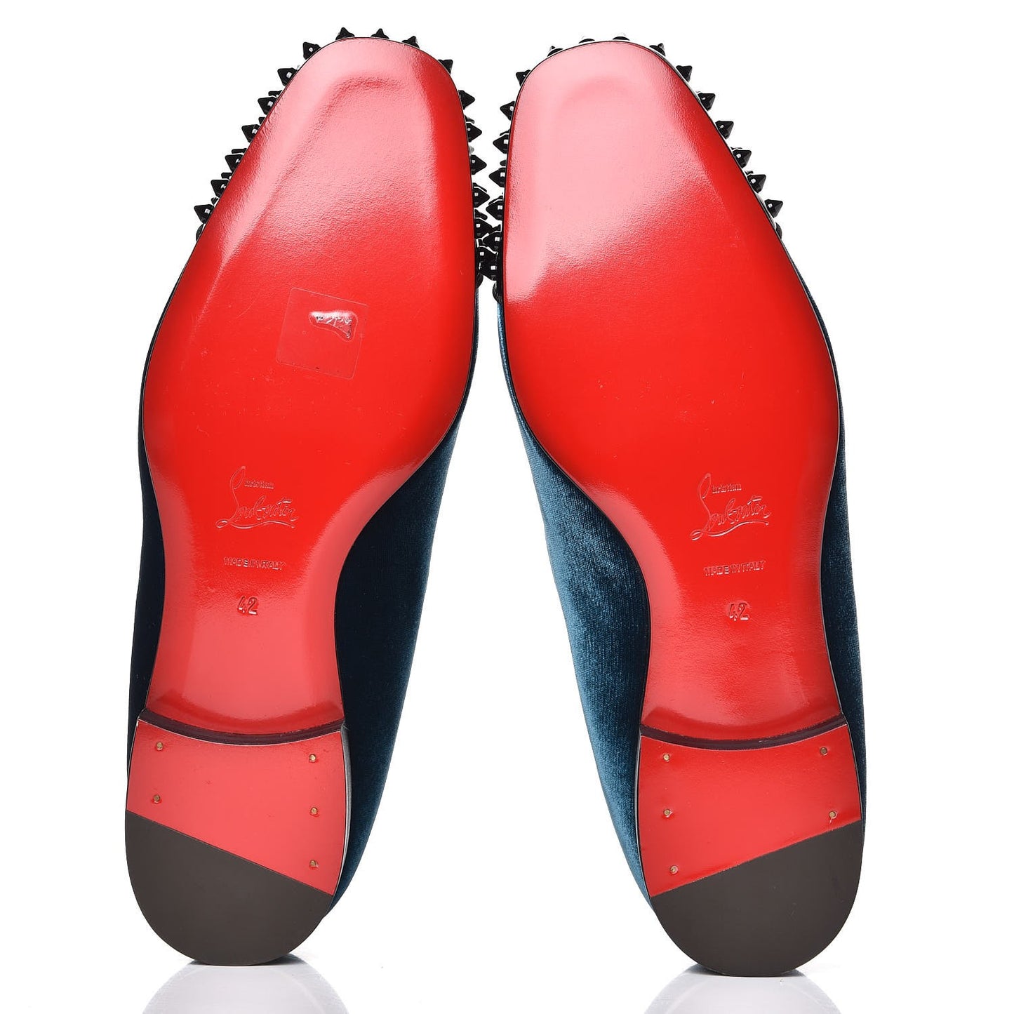 Mens Patent Velvet Spooky Spike Flat Loafers 42 Black Peacock