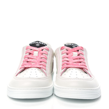 Chanel Calfskin Womens Logo Sneakers 38 White Pink 2 of 10