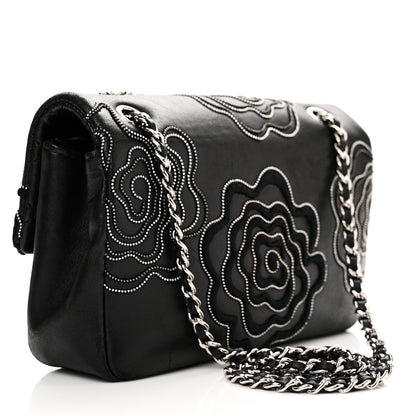 Chanel Lambskin Embroidered Camellia Follies Flap Black 3 of 13