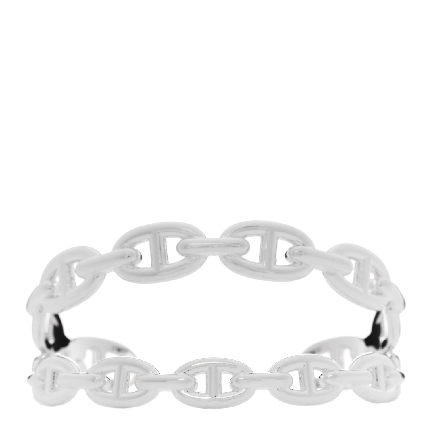 Hermes Sterling Silver Chaine d'Ancre Enchainee Double Cuff Bracelet ST 1 of 4