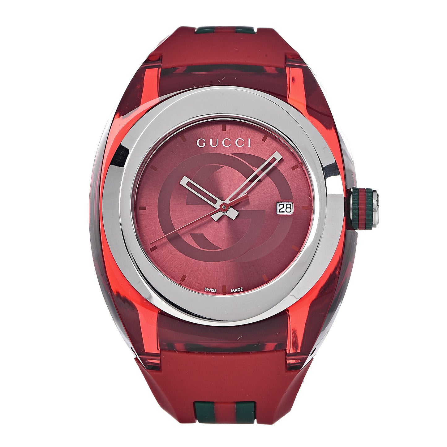 Stainless Steel Rubber 46mm Sync Web Quartz Watch Red