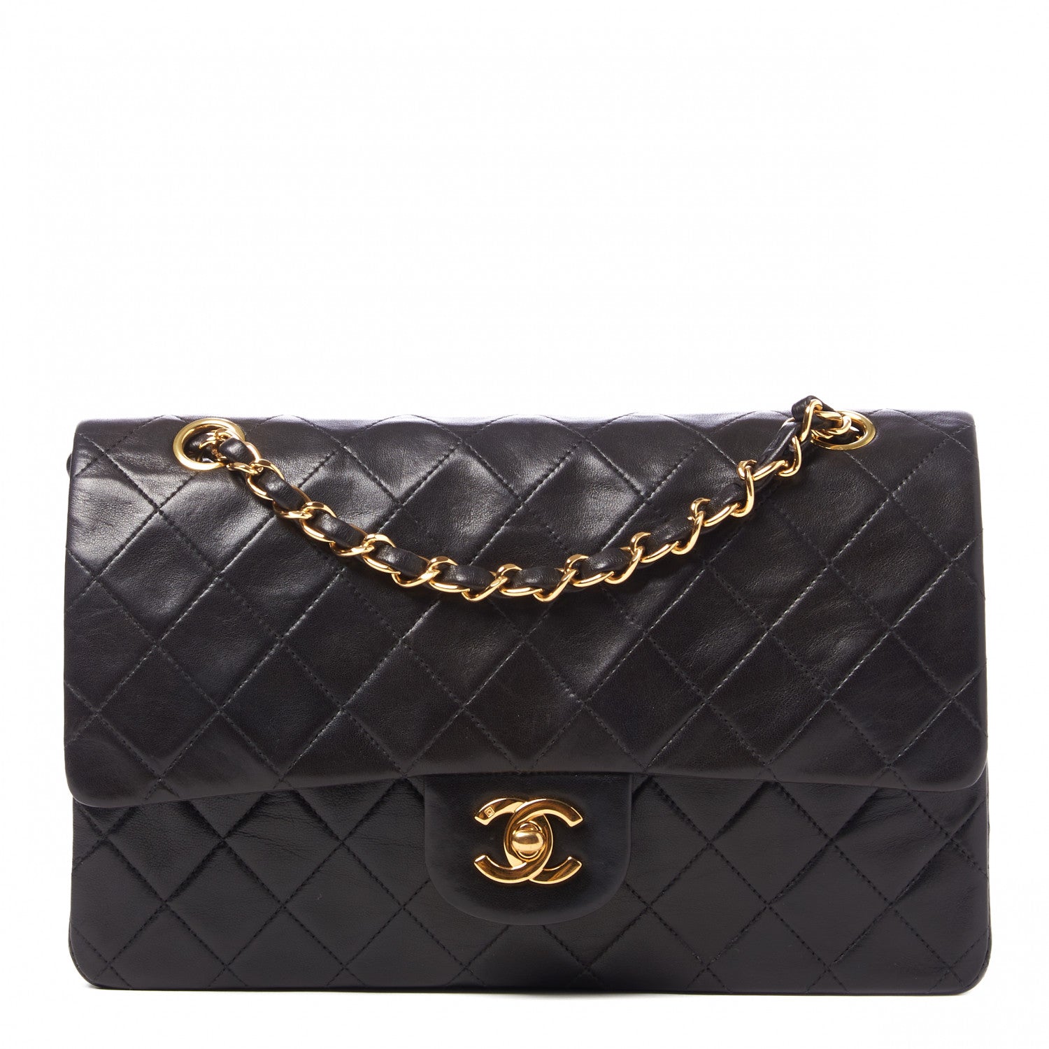 Chanel Lambskin Quilted Medium Double Flap Black 1 of 9