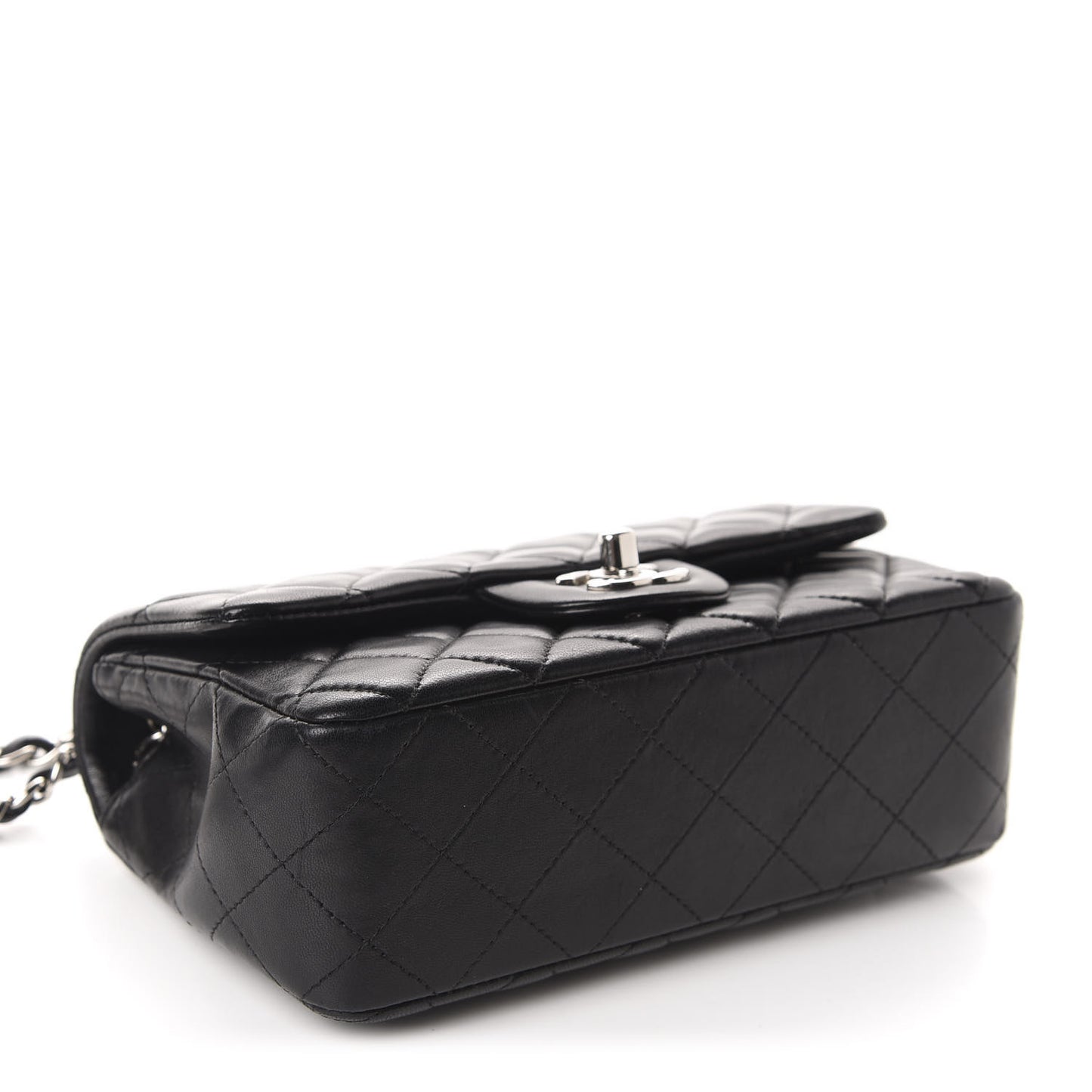 Lambskin Quilted Mini Rectangular Flap Black