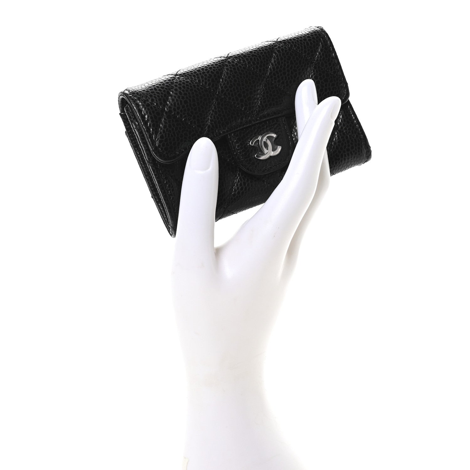 Chanel Caviar Quilted Flap Card Holder Wallet Black 2 of 9