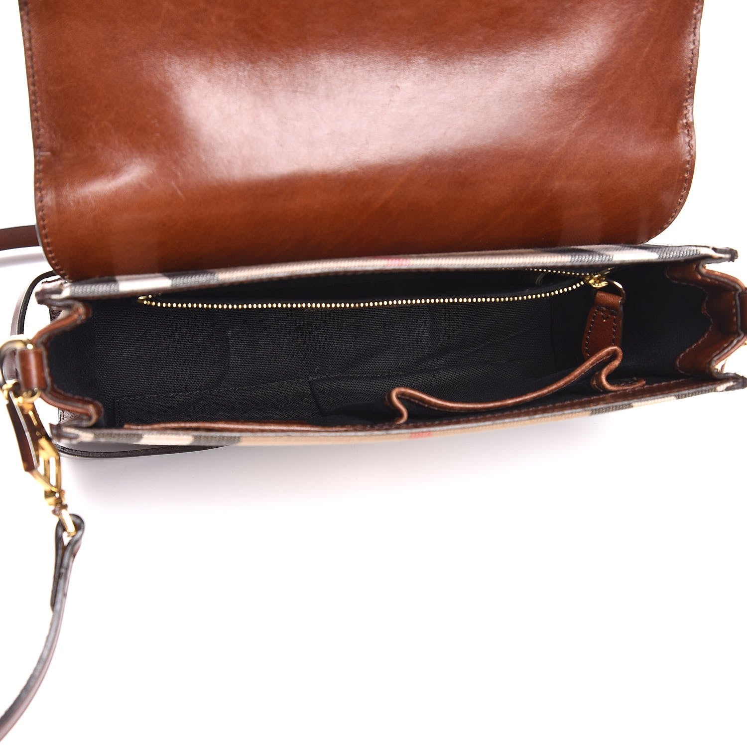 Burberry House Check Bridle Calfskin Small Abbott Crossbody Bag Tan 6 of 17