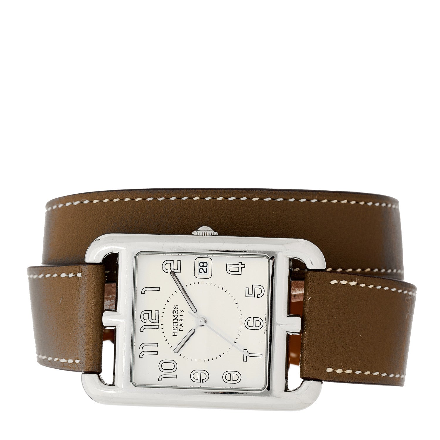 Hermes Stainless Steel Swift 33mm Cape Cod Double Tour Quartz Watch Etoupe 2 of 5