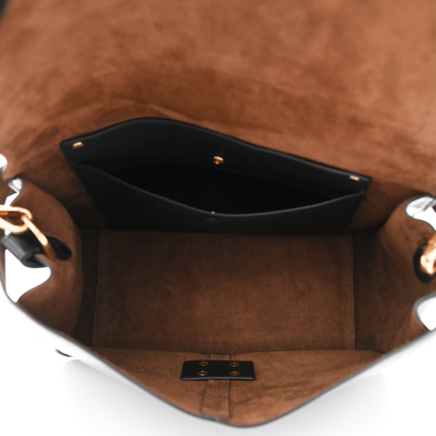 Agnello Old Shine Large Kan U Shoulder Bag Black