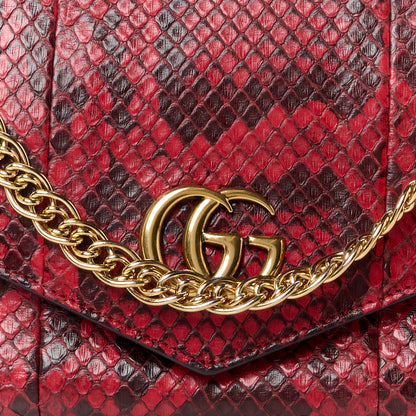 Gucci Snakeskin Medium Thiara Double Envelope Shoulder Bag Red Orange 9 of 15