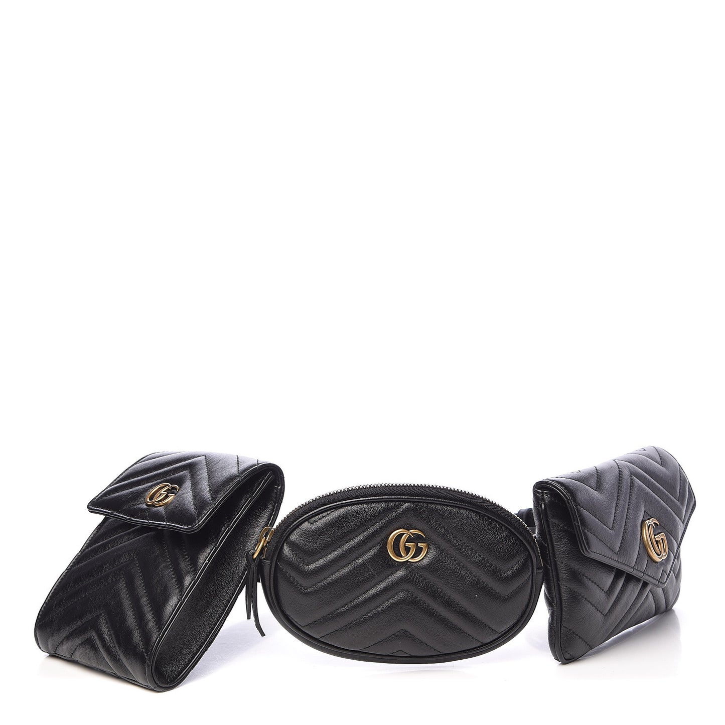 Calfskin Matelasse GG Marmont 2.0 Multi Belt Bag 85 34 Black