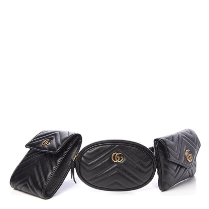 Gucci Calfskin Matelasse GG Marmont 2.0 Multi Belt Bag 85 34 Black 1 of 13
