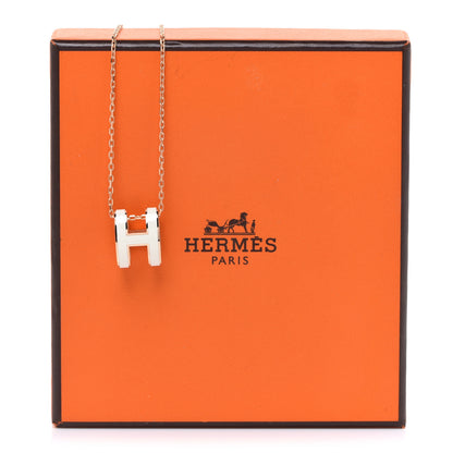 Hermes Lacquered Rose Gold Pop H Pendant Necklace White 8 of 8