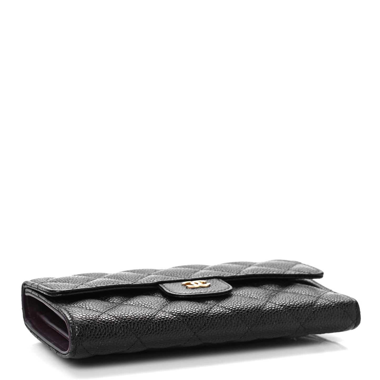 Caviar Quilted Large Flap Wallet Black