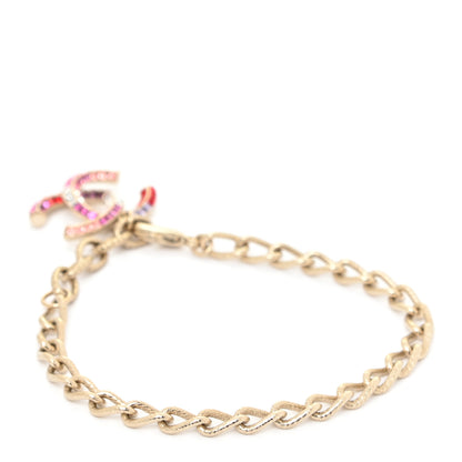 Chanel Baguette Crystal Chain CC Bracelet Pink Gold 3 of 6