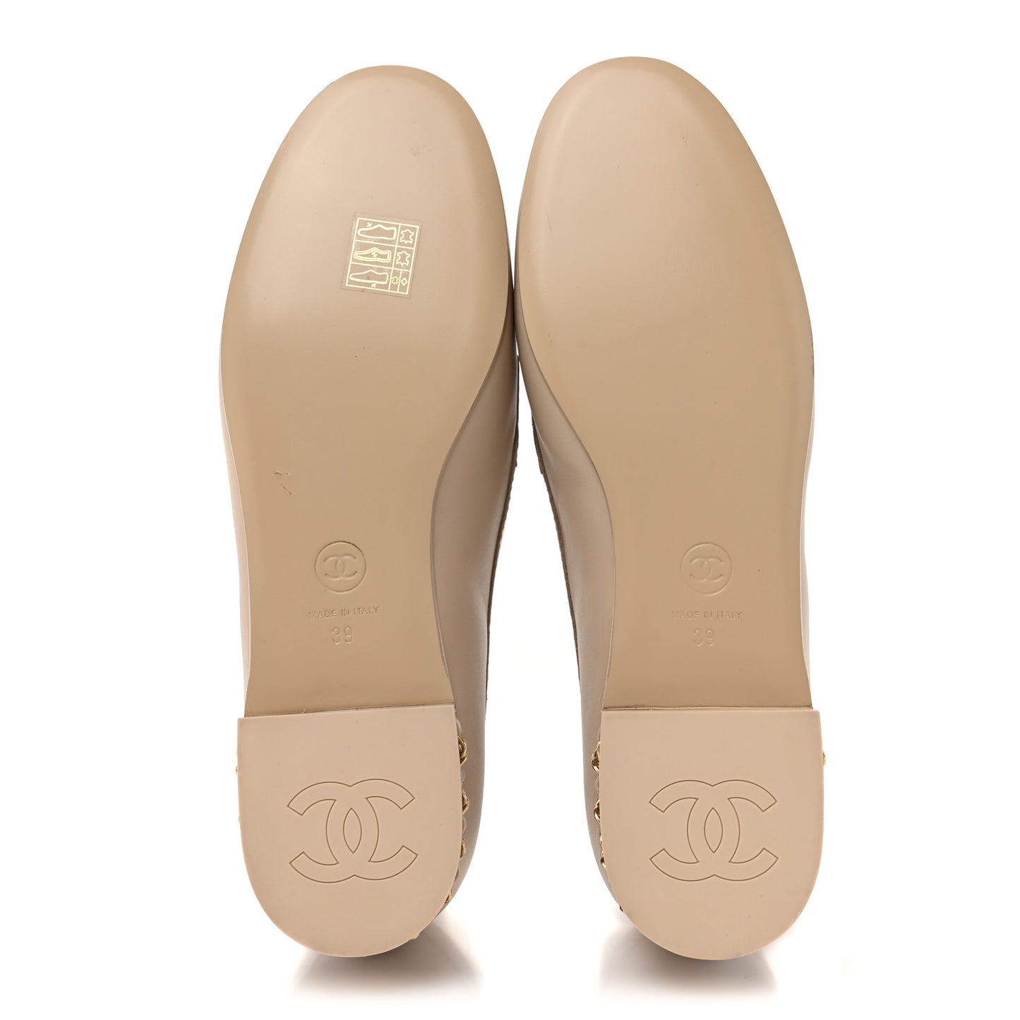 Calfskin CC Chain Mocassin Loafers 39 Beige