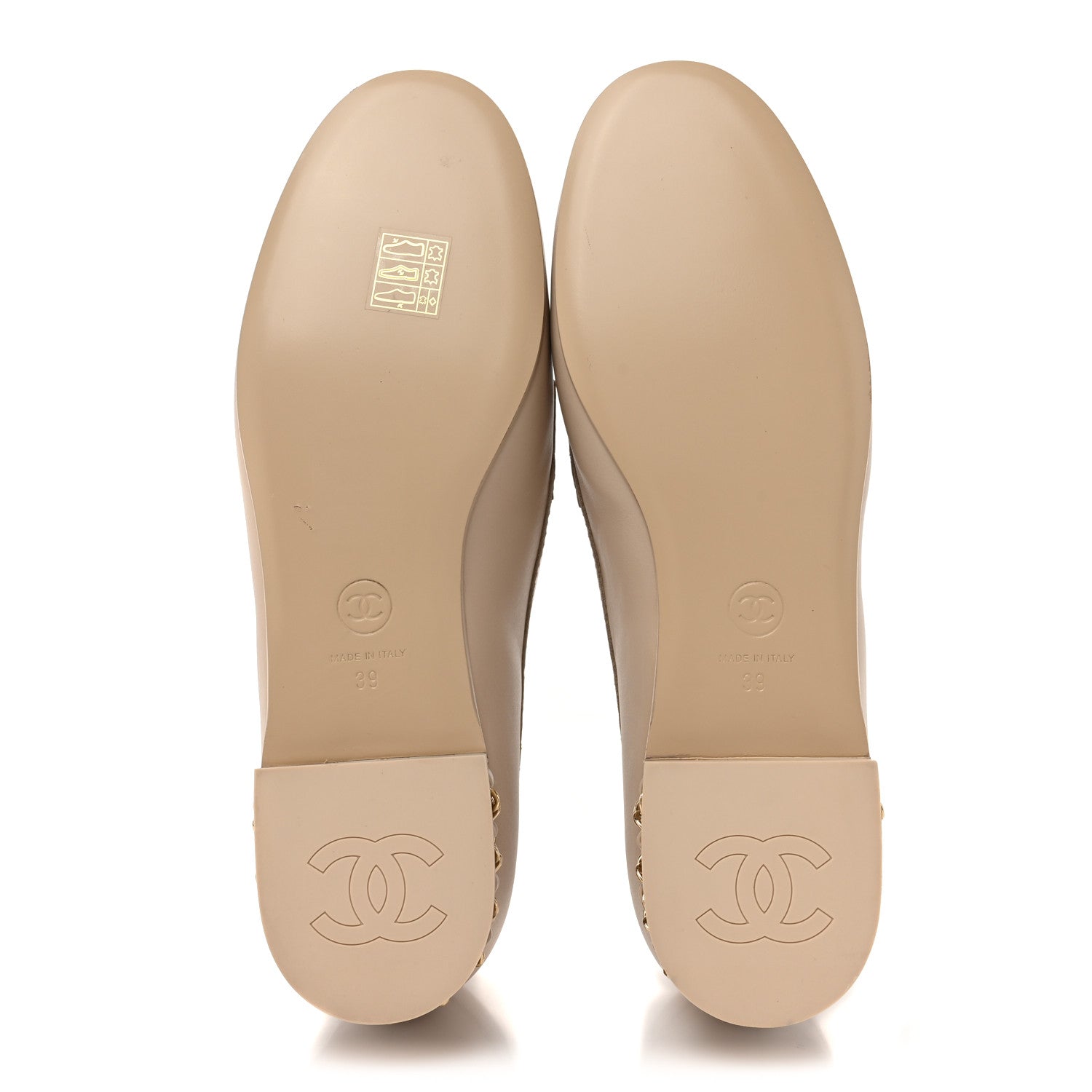 Chanel Calfskin CC Chain Mocassin Loafers 39 Beige 5 of 11