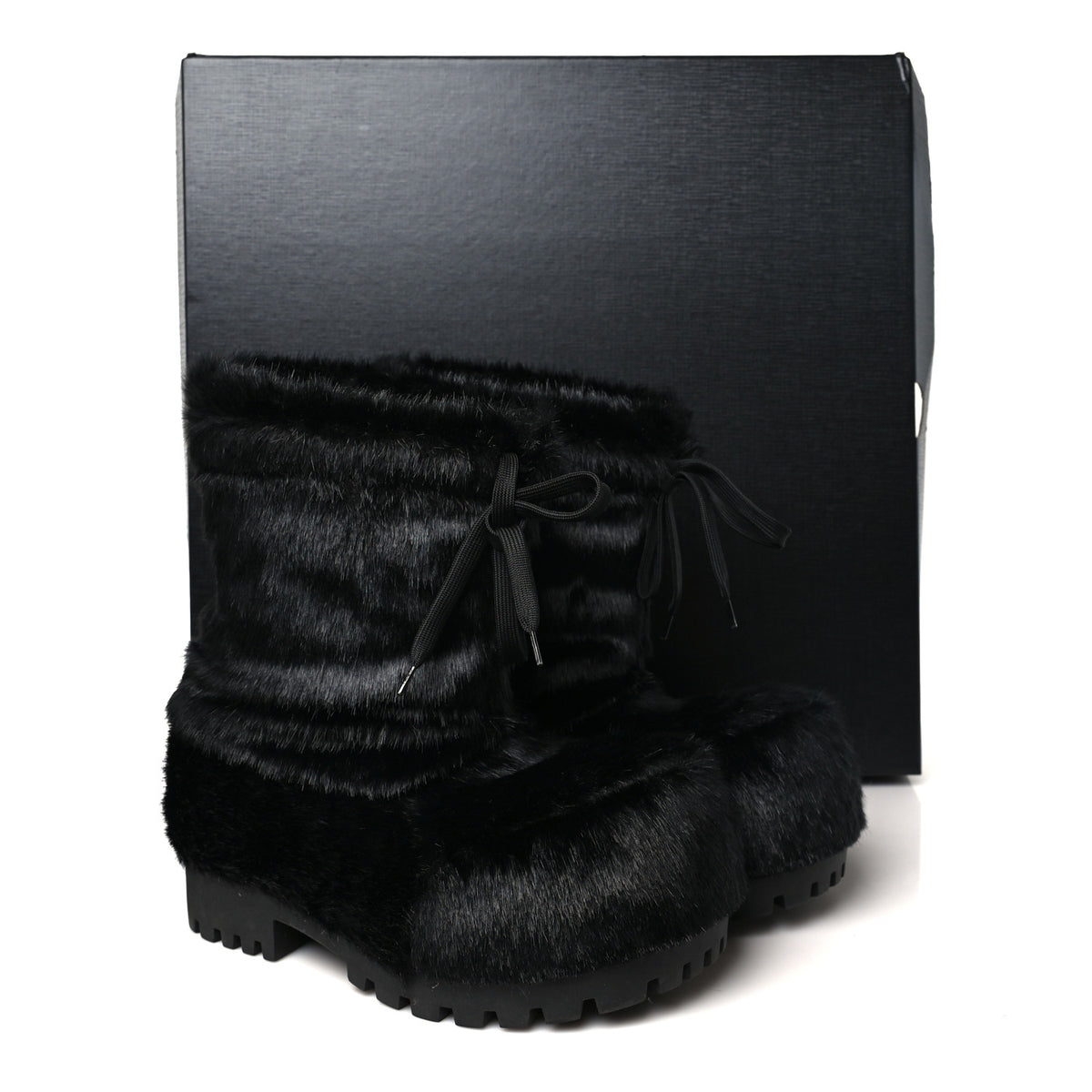 Faux Mink Alaska Low Boots 37-38 Black